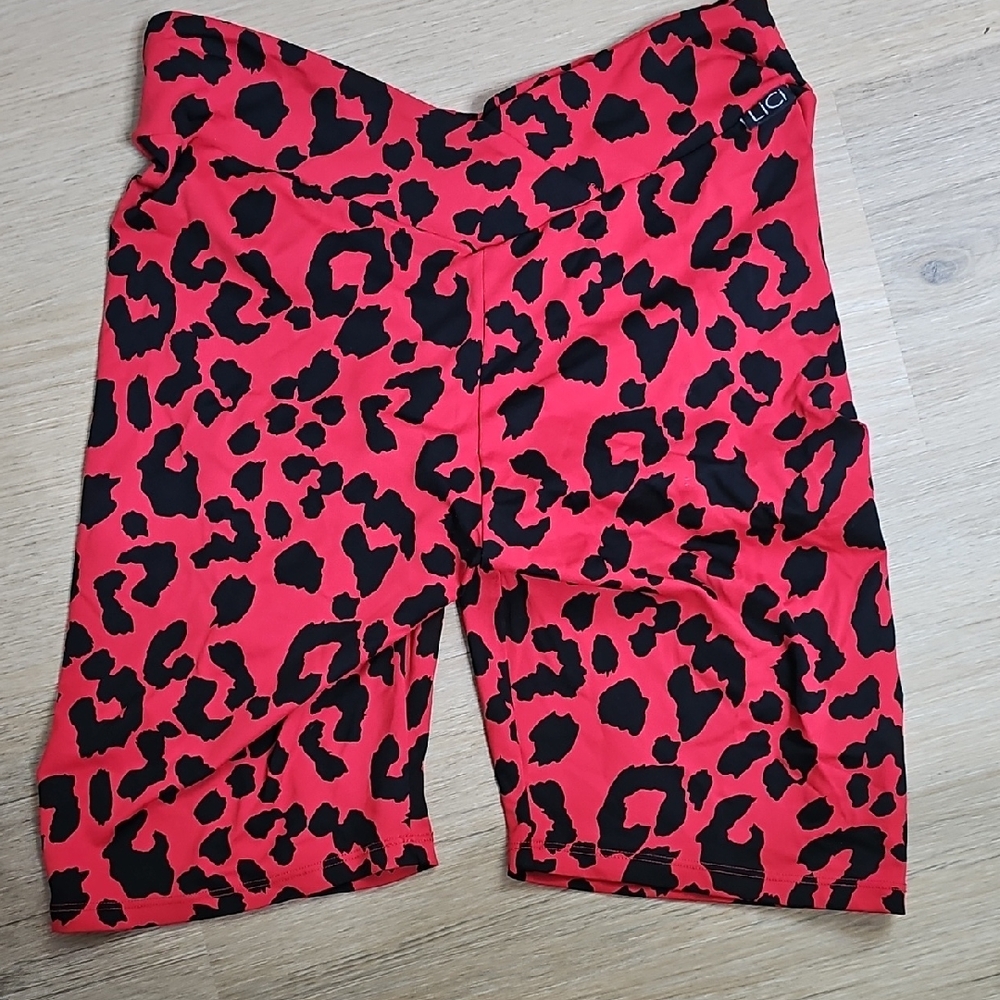 Red and Black Biker Shorts with Bold Design